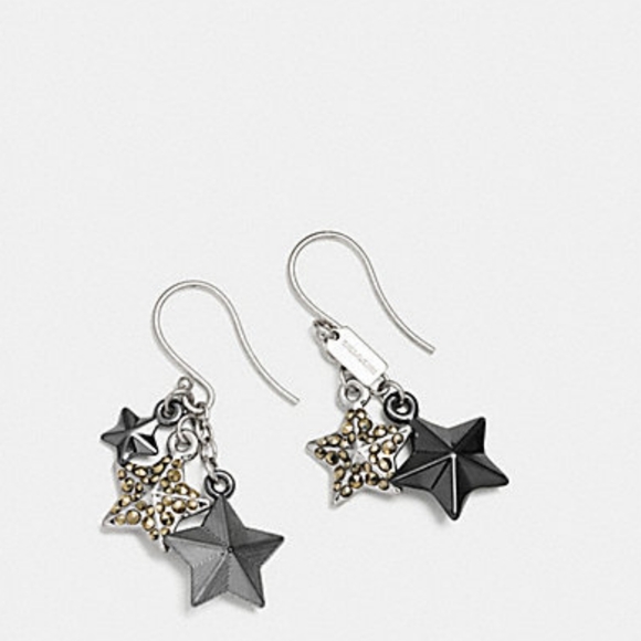 Coach Jewelry - Coach Mismatched Pave Crystal & Silver Tone Metal Stars Dangle Earrings NWT